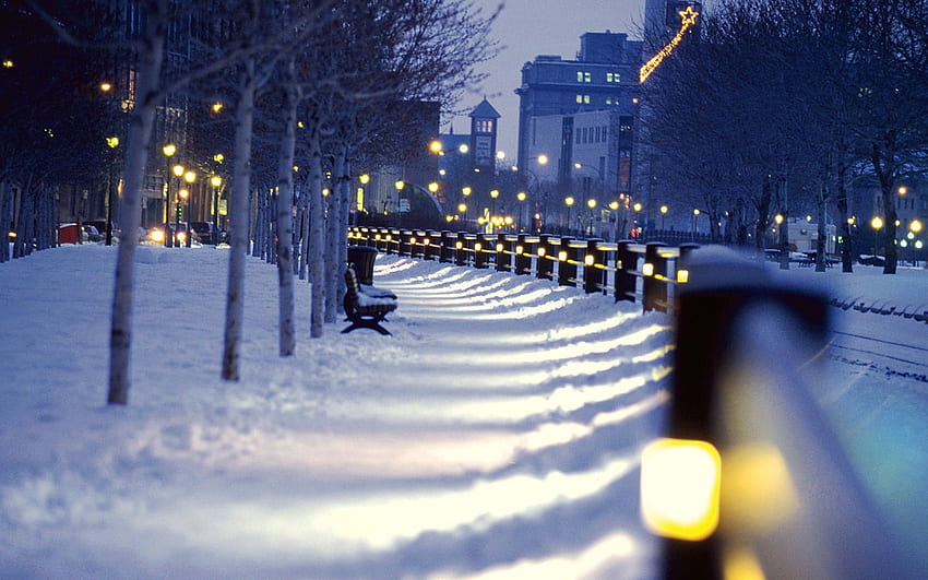 都市の景観, 都市, 冬, 夜, 雪 高画質の壁紙