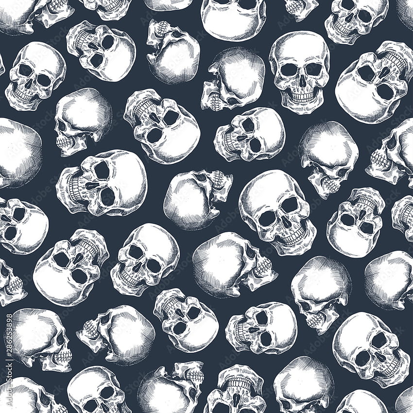 Skull seamless pattern. Halloween party . Human skeleton background. Vector illustration Stock Vector HD phone wallpaper