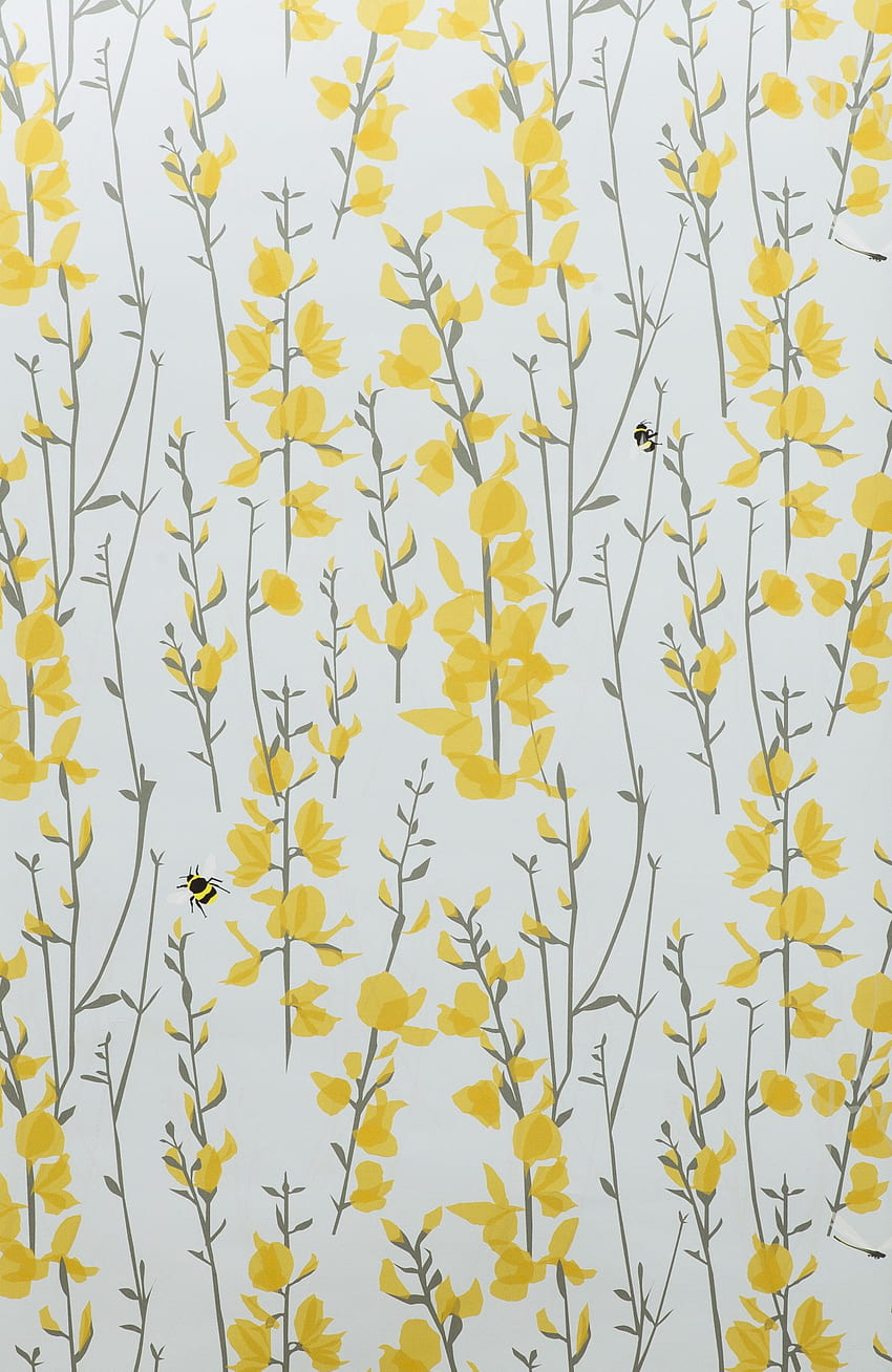 Interior Design Yellow Floral, Yellow Floral Pattern HD phone wallpaper