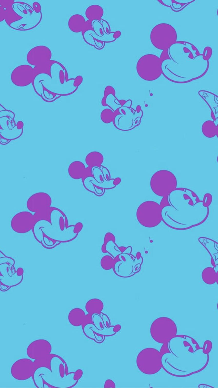 Mickey Mouse bleu et violet. Mickey mouse, iPhone rose, iPhone jaune, Minnie Mouse violet Fond d'écran de téléphone HD