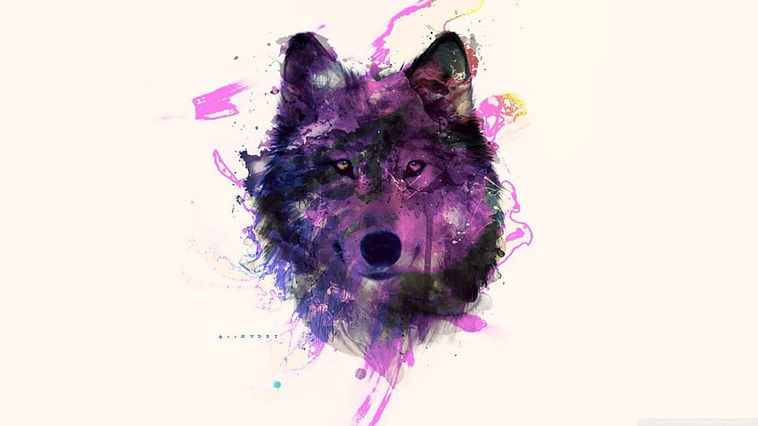 Watercolor Wolf, Hipster Galaxy Wolf HD wallpaper