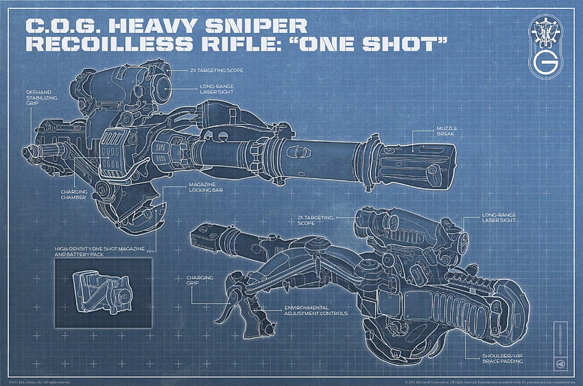 Тежка снайперска пушка: One Shot, снайперска пушка, един изстрел, gears of war 3, gears 3, pwned, тежка снайперска пушка HD тапет
