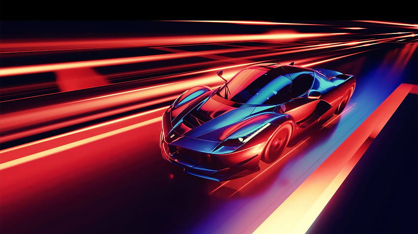 Ferrari, Bilim Kurgu, Neon Yarış, Süper Arabalar, Neon Sporları HD duvar kağıdı
