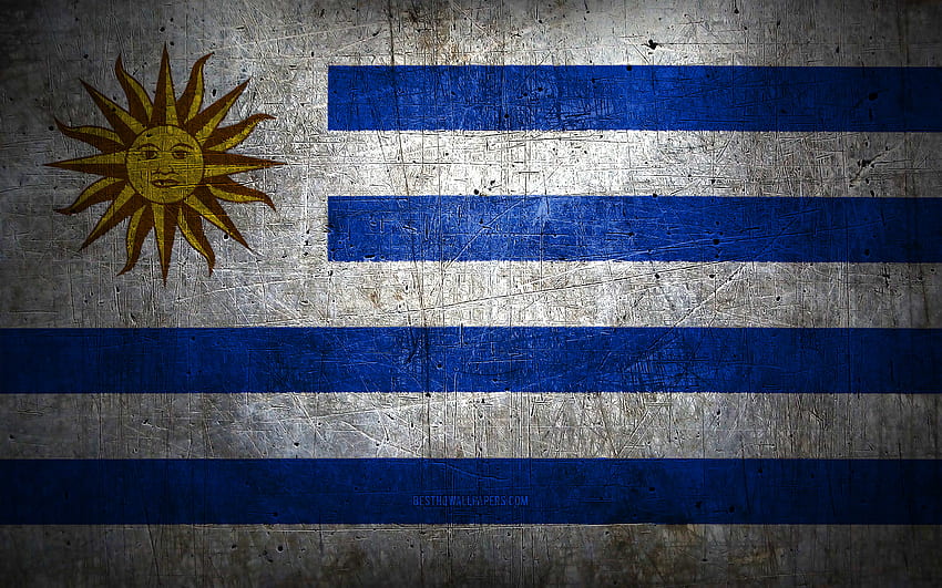 Bandiera del metallo uruguaiano, arte grunge, Paesi sudamericani, Giorno dell'Uruguay, simboli nazionali, Bandiera dell'Uruguay, bandiere di metallo, Bandiera dell'Uruguay, Sud America, Bandiera uruguaiana, Uruguay Sfondo HD