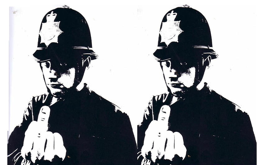 Banksy Rude Cop、アート、グラフィティ、警官、バンクシー、失礼、警察 高画質の壁紙