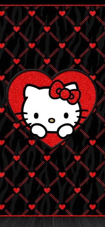 Solve Hello Kitty  Red Wallpaper jigsaw puzzle online with 112 pieces