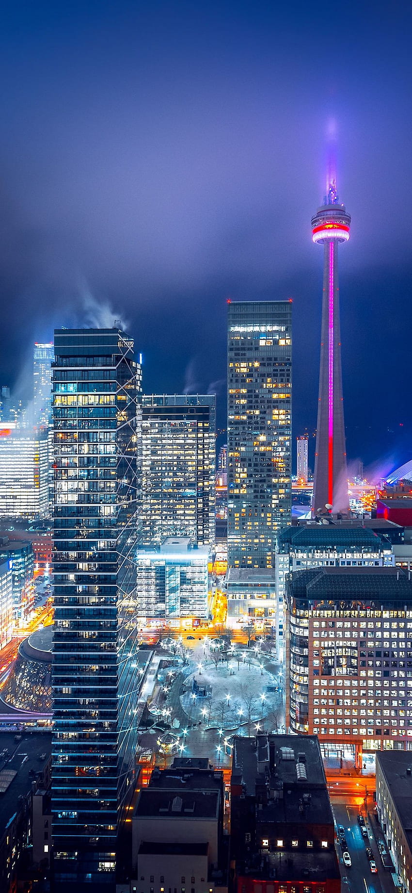 toronto, cityscape, high skyscrapers, lights, iphone x , background, 22566, Toronto Night HD phone wallpaper