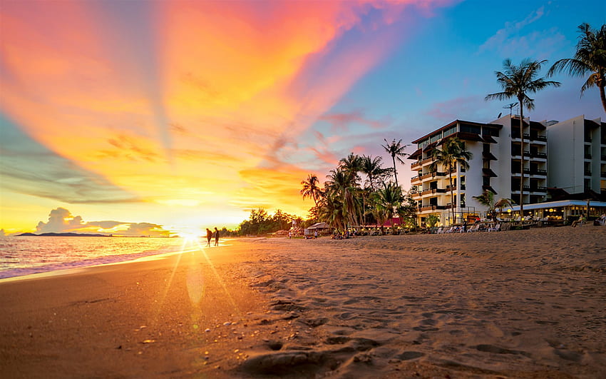 Pattaya, Gulf of Thailand, beach, coast, Summer Beach Sunrise HD wallpaper