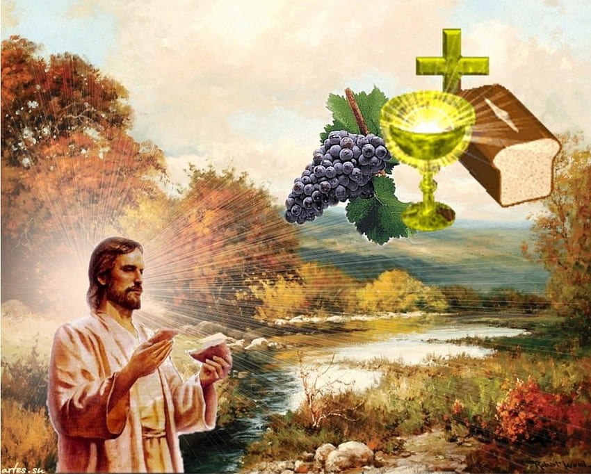 Eucaristia, Messe, Jesus, Christus, Brot, Wein HD-Hintergrundbild