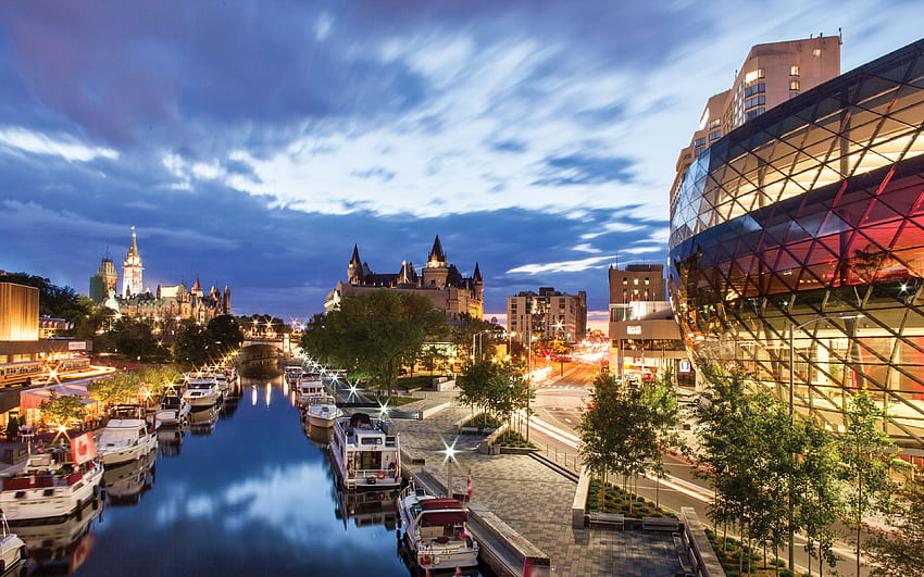Ottawa, capital of Canada, evening, city HD wallpaper