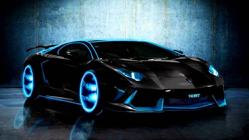 Lamborghini Aventador bleu néon , Lamborghini bleu néon Fond d'écran HD