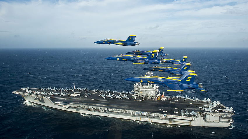 Blue Angels Jet Aircraft Carrier Ocean wojskowy Tapeta HD