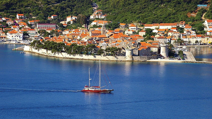 Walled seaside town of korcula croatia . Seaside towns, Korcula croatia, Travel around the world HD wallpaper