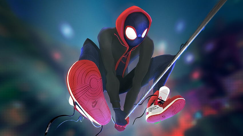 Spider Man: Into The Spider Verse, Miles Morales, Animation, Jump For  Laptop, Notebook, Spider Man 1366x768 HD wallpaper | Pxfuel