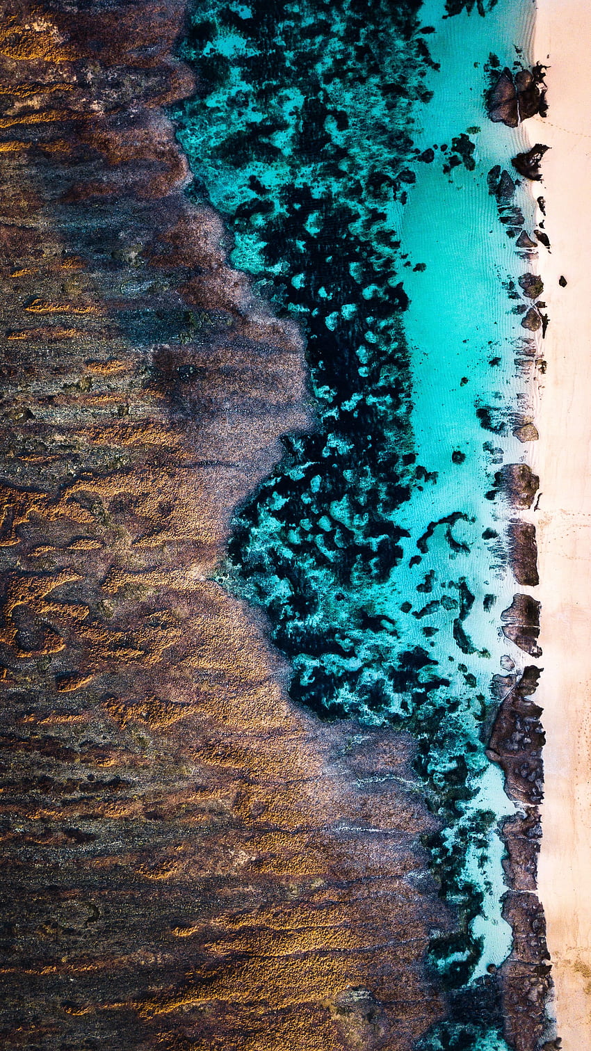 Sand, Nature, Water, View From Above, Shore, Bank, Texture, Ocean HD phone wallpaper