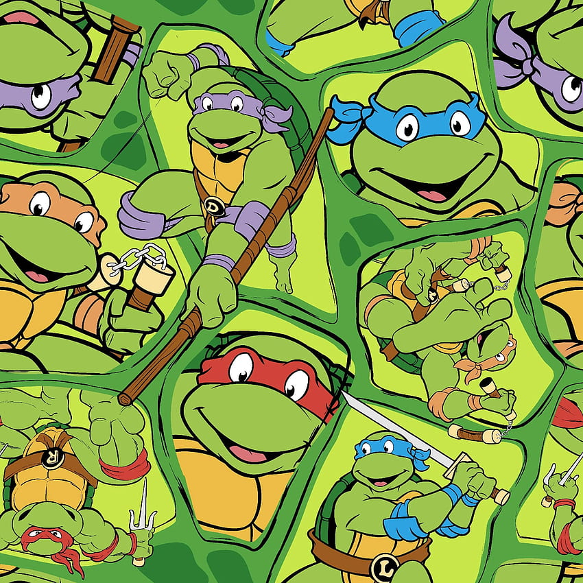 Licencjonowana tkanina bawełniana-Wojownicze Żółwie Ninja Retro, Klasyczne Żółwie Ninja Tapeta na telefon HD