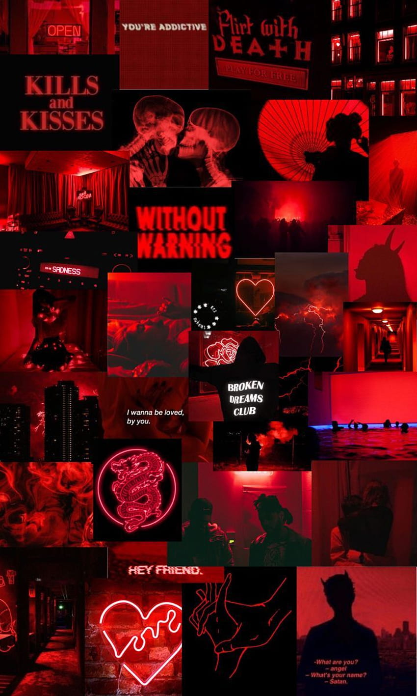 Neonrote Ästhetik, trauriges ästhetisches Rot HD-Handy-Hintergrundbild