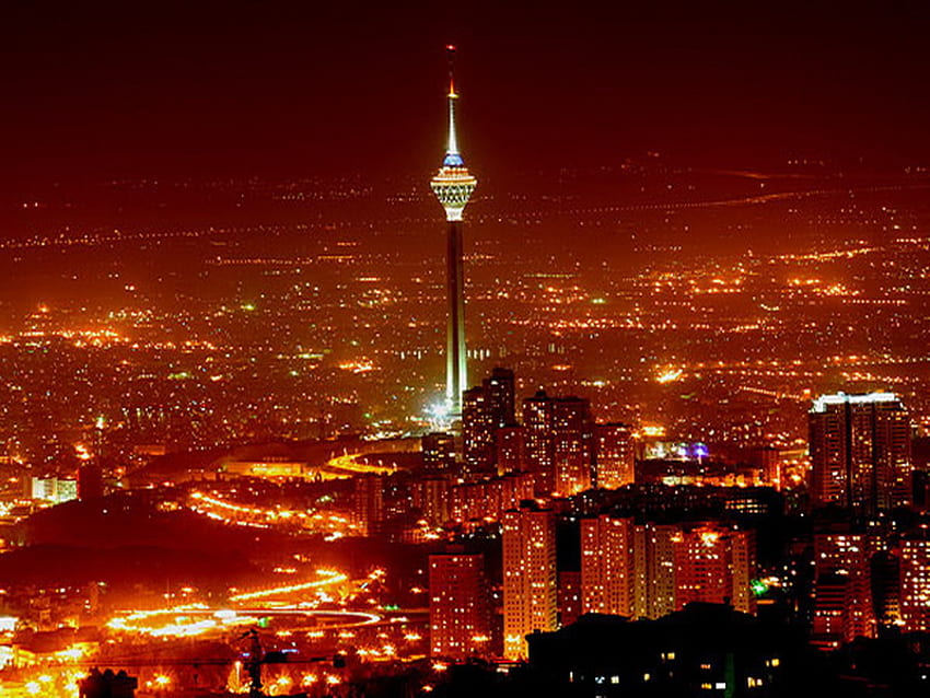 Tahran'da gece, gece, binalar, tahran, gök kazıyıcılar, milad kulesi, ışıklar HD duvar kağıdı