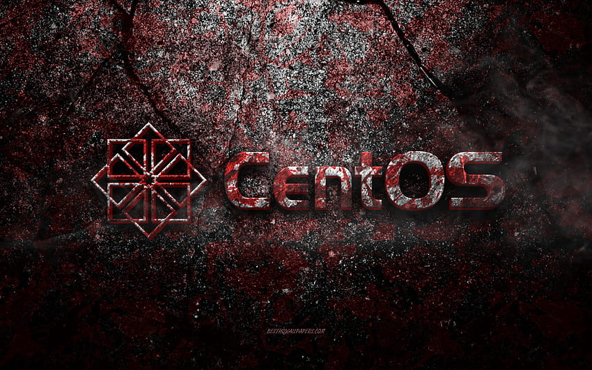 Logo CentOS, art grunge, logo en pierre CentOS, texture en pierre rouge, CentOS, texture en pierre grunge, emblème CentOS, logo CentOS 3d Fond d'écran HD