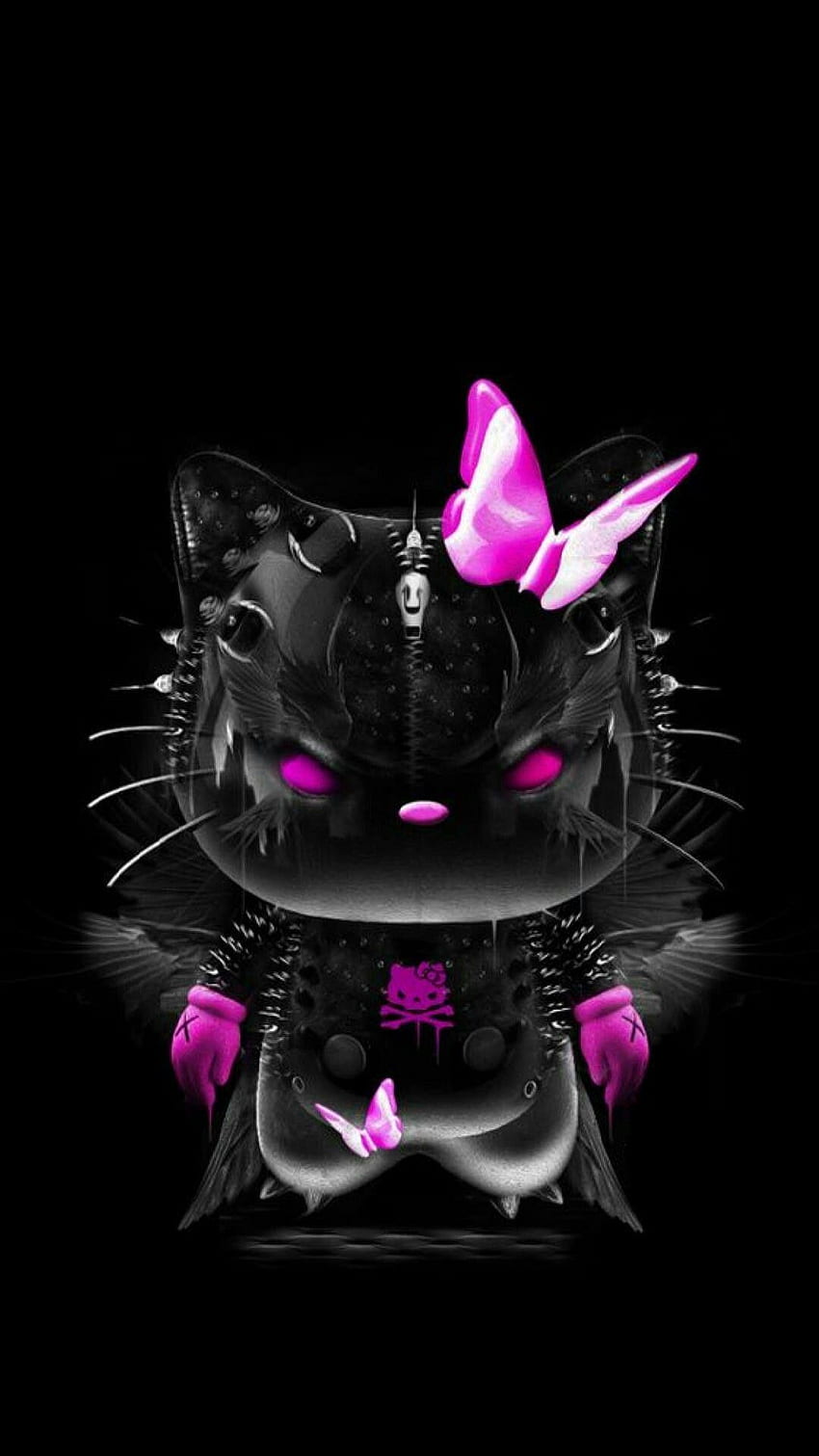 Pink And Black Hello Kitty, Hello Kitty Punk HD phone wallpaper