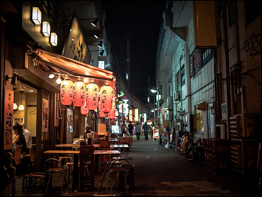 : улица, хора, Япония, нощ, светлини, Токио, алея, уено, градска японска алея HD тапет
