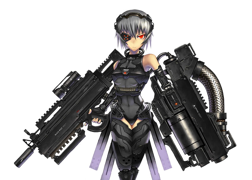 Awesome Anime Girl, mécanique, génial, robot, mw2, pistolets, lance-grenades, fille, beau, morue, anime, opérations noires, profitez Fond d'écran HD