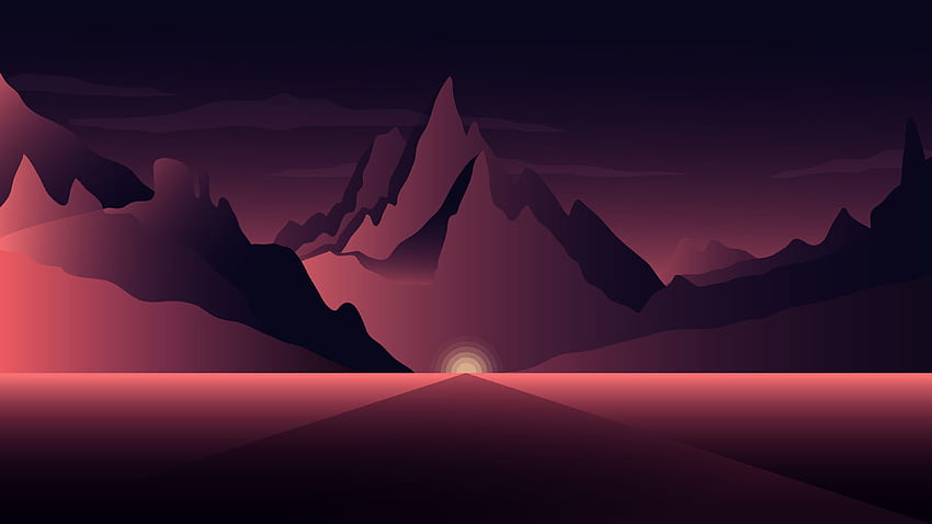 Purple and black road and mountains minimalist . Flare HD wallpaper ...