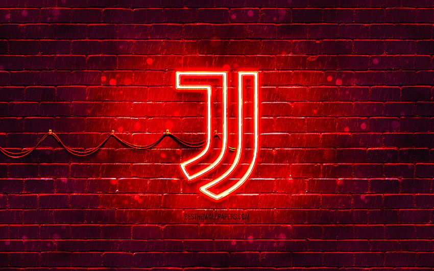 Juventus FC rotes Logo, , rote Ziegelwand, Juventus FC Logo, Marken, Juve, Juventus FC Neon-Logo, Juventus FC, Juventus Logo HD-Hintergrundbild