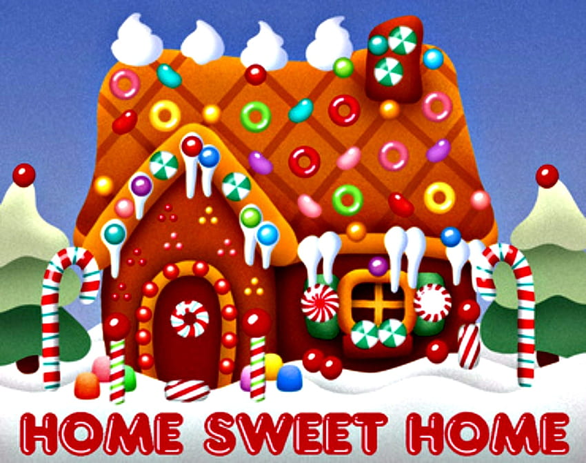 Home Sweet Home, Abstract, Gingerbread, Candy, Home Sweet, Home, Fantasy HD wallpaper