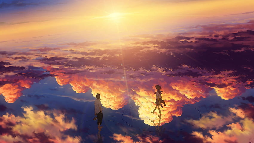 Lofi Kimi No Na Wa, Anime, Niebo, Chmury, Odbicie • Dla Ciebie, Aesthetic Anime Sky Tapeta HD