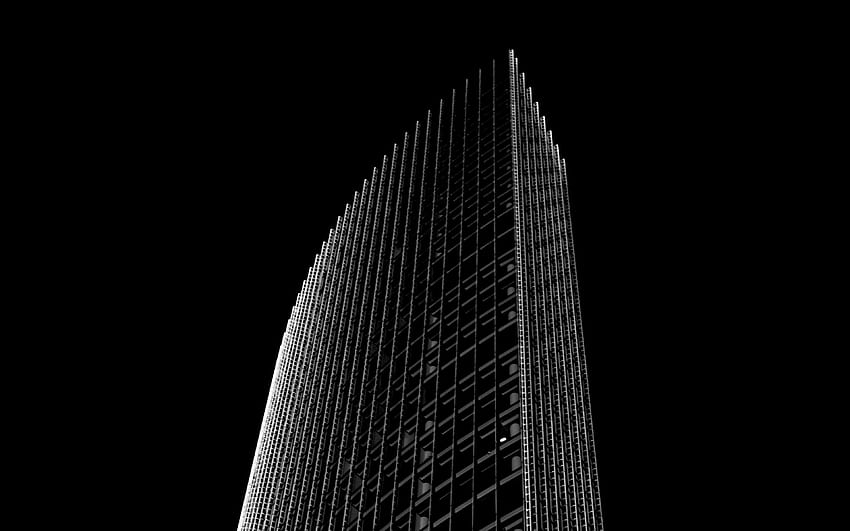 skyscraper, building, black and white, minimalism, architecture, facade ultra 16:10 background, Dark Building HD wallpaper