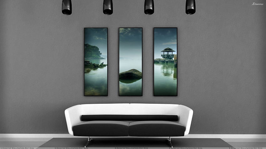 Interior minimalista da sala de estar papel de parede HD