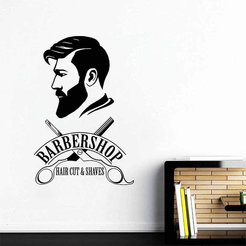 DXLING Barbershop Logo Sticker Mural Barber Shop Signe Autocollant Fenêtre Décor Stickers Barber's Logo Peintures Murales Salon De Coiffure LC477 (Noir) : Outils et Bricolage, Saloon Fond d'écran de téléphone HD