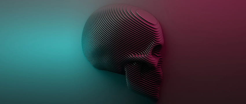 Topographic Skull, Pink and Blue Skull HD wallpaper