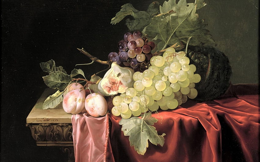 Grapes Aalst fruit still life art painting paintings, Baroque Painting HD wallpaper