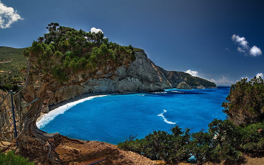 Natura, r, Grecia, Porto Katsiki, Lefkada, Lefkada, Mar Ionio Sfondo HD
