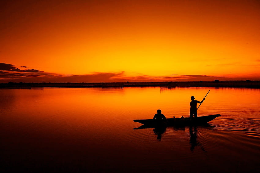 Fisherman and Background HD wallpaper