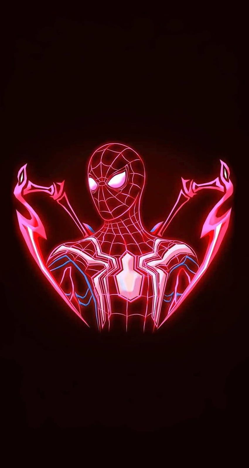 Keseluruhan Spiderman gelap dengan jejak bertema Neon yang tidak menyakiti mata wallpaper ponsel HD