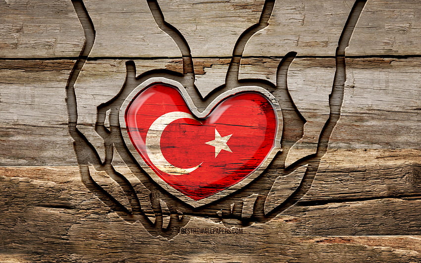 Amo la Turchia, , mani intagliate in legno, Giorno della Turchia, Bandiera della Turchia, creativo, Bandiera della Turchia, Bandiera turca, Bandiera della Turchia in mano, Abbi cura della Turchia, intaglio del legno, Europa, Turchia Sfondo HD