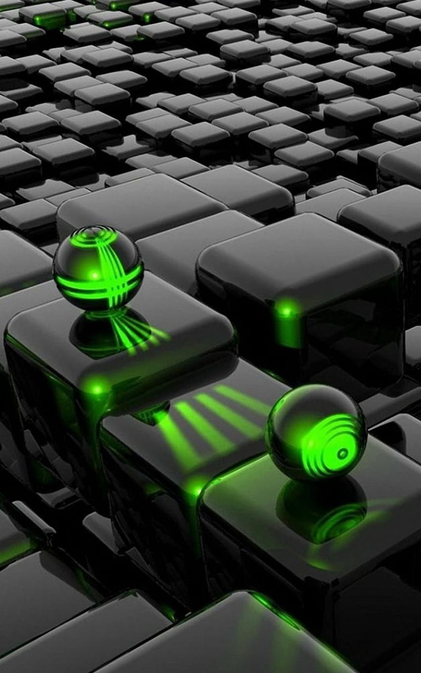Cubos oscuros de bola verde 3D para iphone 6s plus [] para su, móvil y  tableta. Explora 3D para iPhone 6s. 3D para fondo de pantalla del teléfono  | Pxfuel