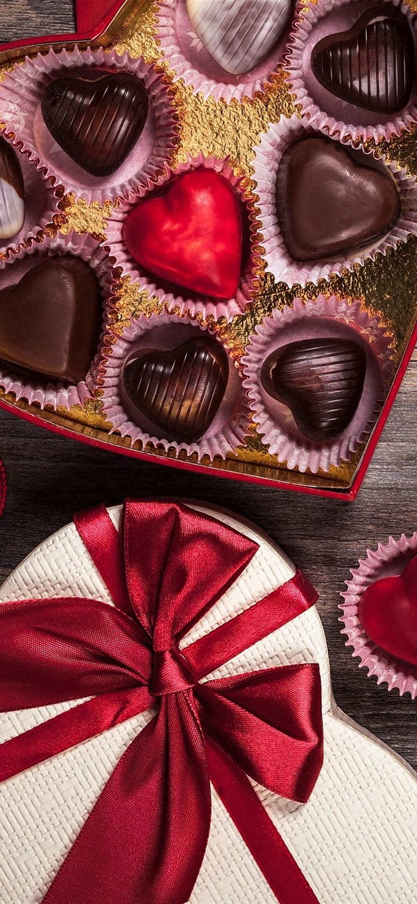 バレンタインデー、チョコレート、キャンディー、愛の心、ロマンチック HD電話の壁紙