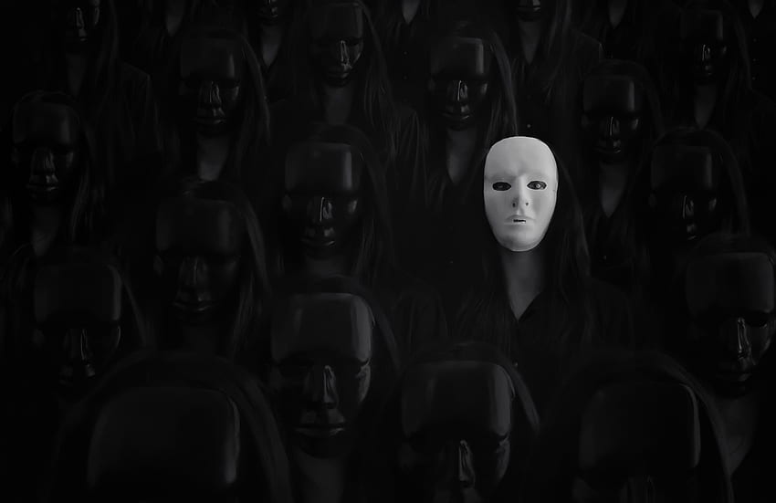 White mask, dark, mask HD wallpaper