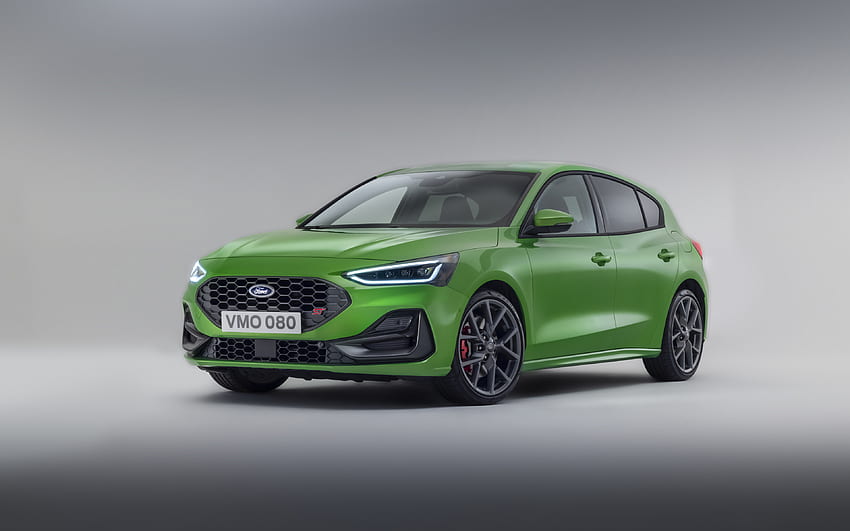 2022, Ford Focus ST, , front view, exterior, green hatchback, new green Focus, American cars, Ford HD wallpaper