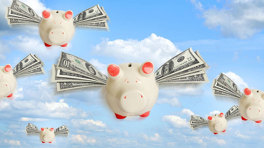 Sky Dollars Paper money Flight Money Piggy bank HD wallpaper
