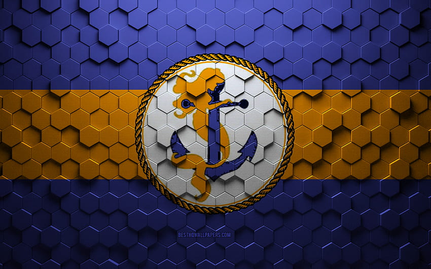 Flag of Norfolk, Virginia, honeycomb art, Norfolk hexagons flag, Norfolk, 3d hexagons art, Norfolk flag HD wallpaper