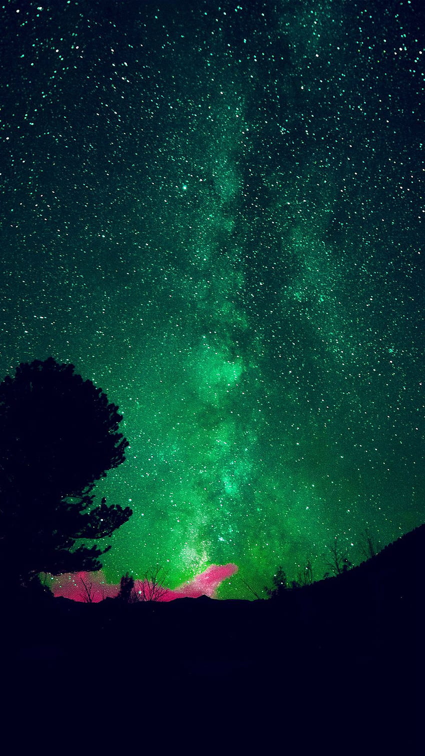 Aurora Night Sky Star Space Nature Green iPhone 8 HD phone wallpaper
