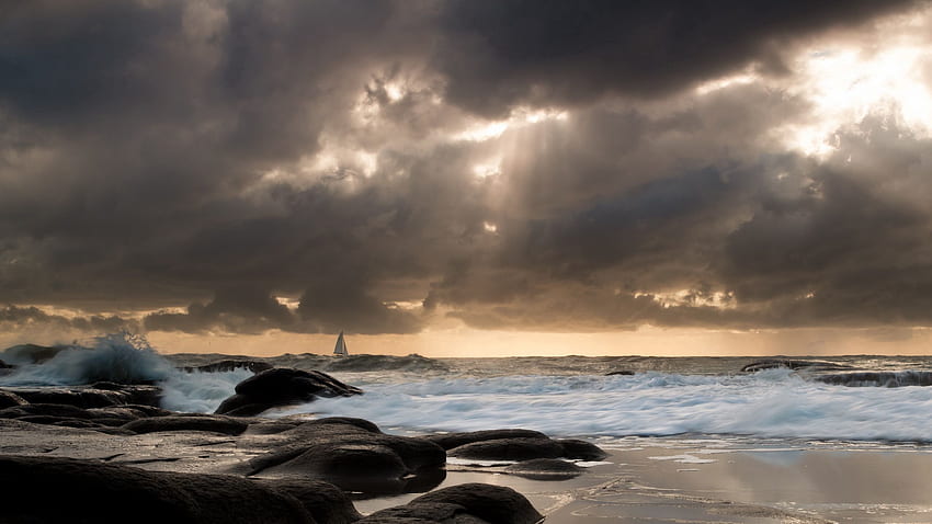 Nature, Waves, Shore, Bank, Evening, Dahl, Distance, Sailboat, Sailfish HD wallpaper