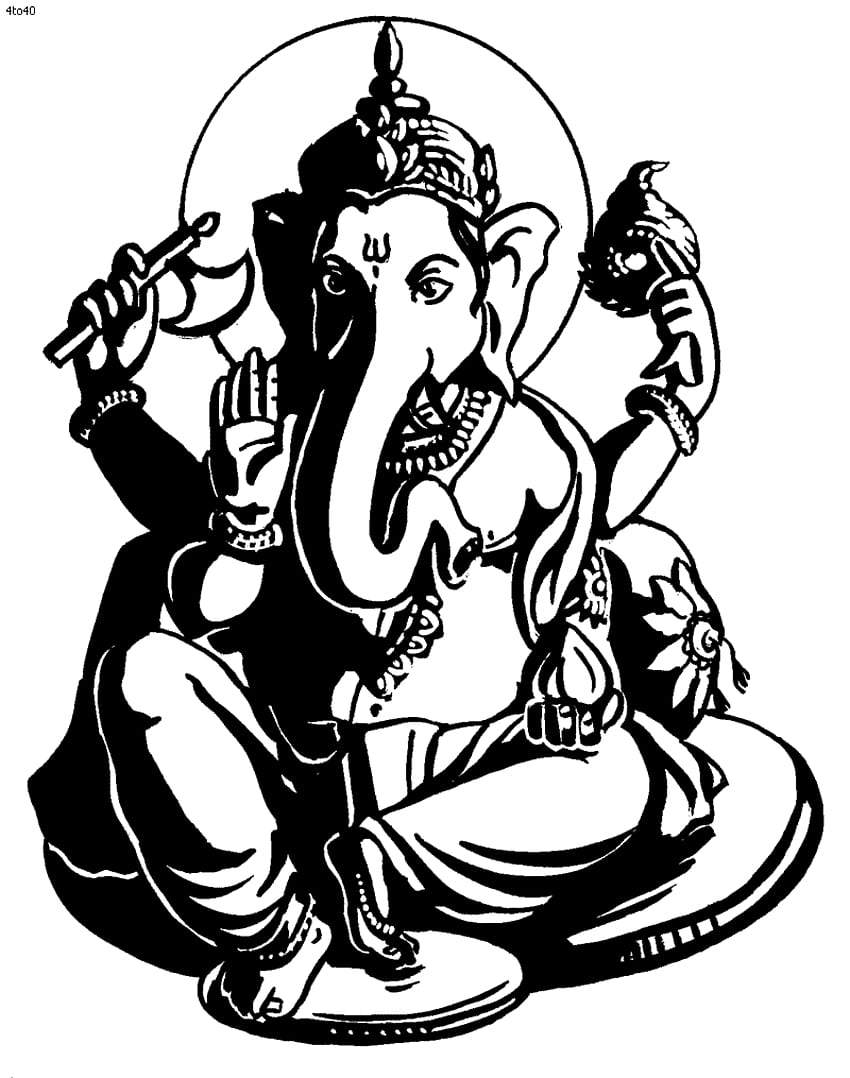 Ganesh czarno-biały, Ganesh czarno-biały png, cliparty w bibliotece clipart Tapeta na telefon HD