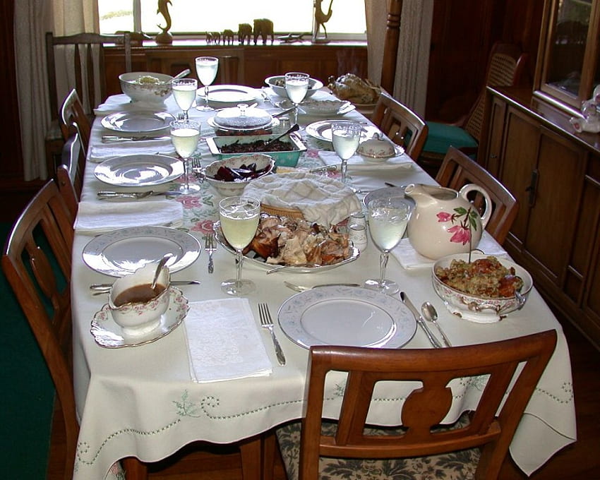 THANKSGIVING FOR MY FRIENDS, table, chears, interior , tableware, rooom, food, nice HD wallpaper
