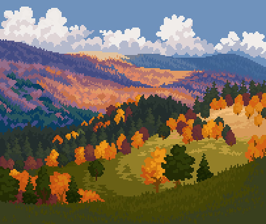 25. Oktober: PixelArt. Pixelkunstlandschaft, Coole Pixelkunst, Pixelkunsthintergrund HD-Hintergrundbild